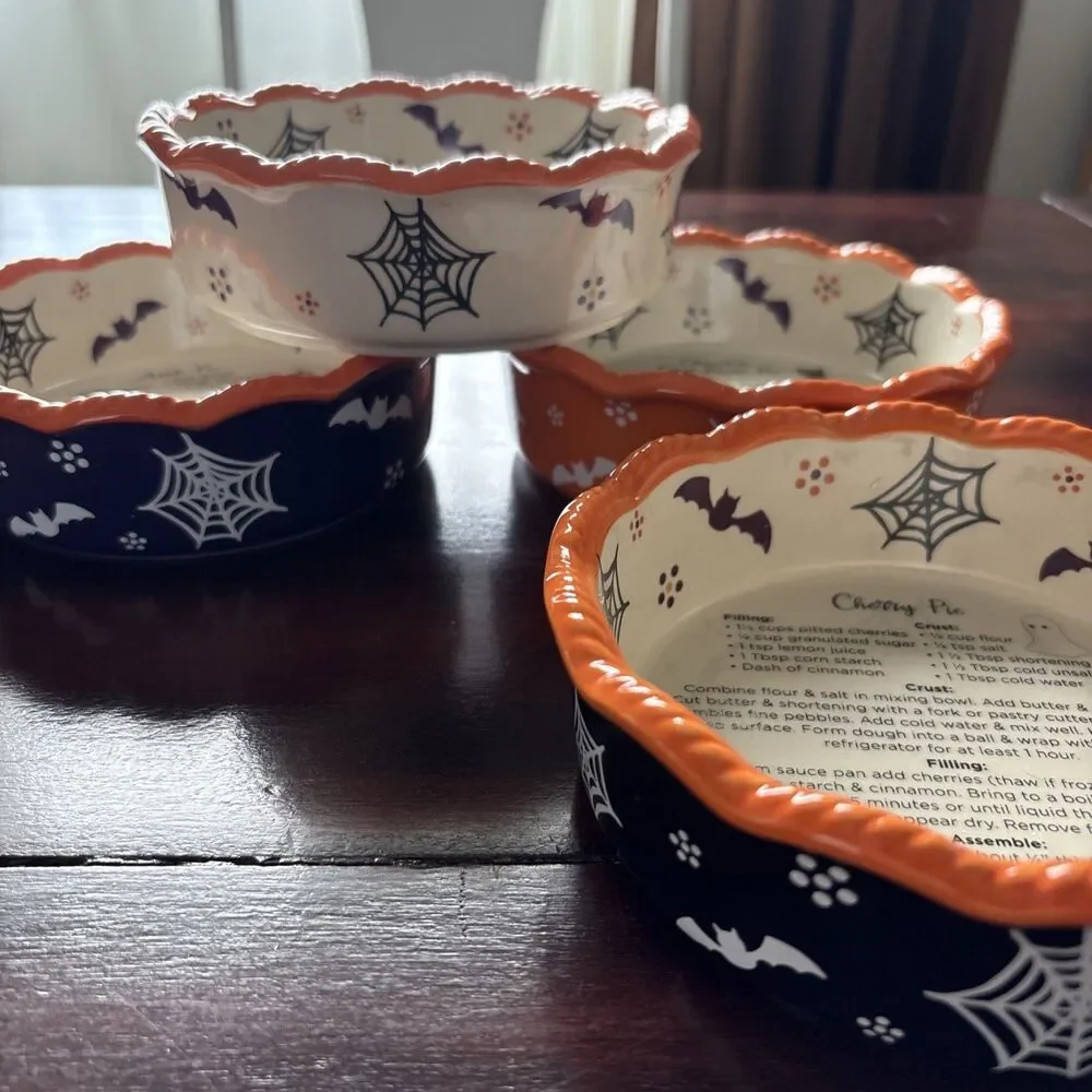 Temptations by Tara Boofetti Mini Pie Plates Set Of 4 - 12 Oz -  Halloween